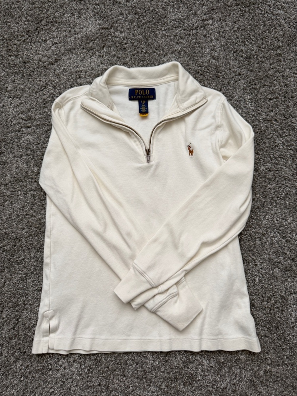 Kids Polo Ralph Lauren Cream 1/4 Quarter zip Pullover